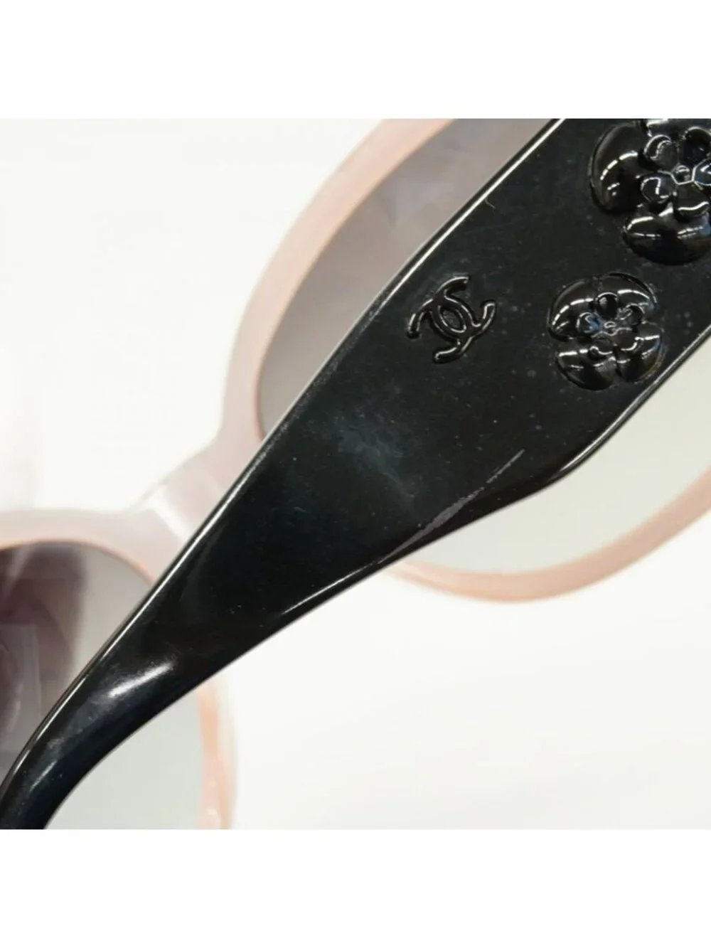 Chanel Sunglasses Camellia Acetate Black Pink Silver Eyewear - Picture 6 of 8